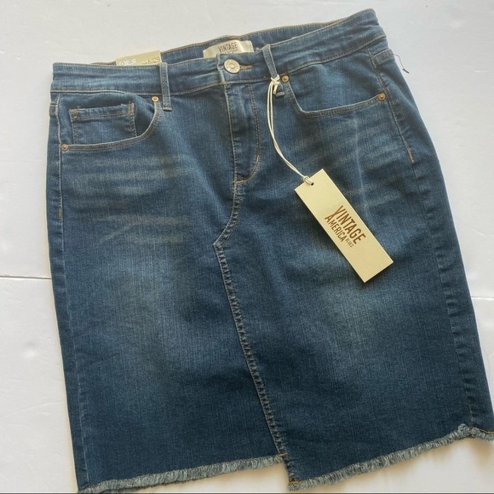 Vintage America Denim Wonderland Midi Skirt Size 6 NWT
